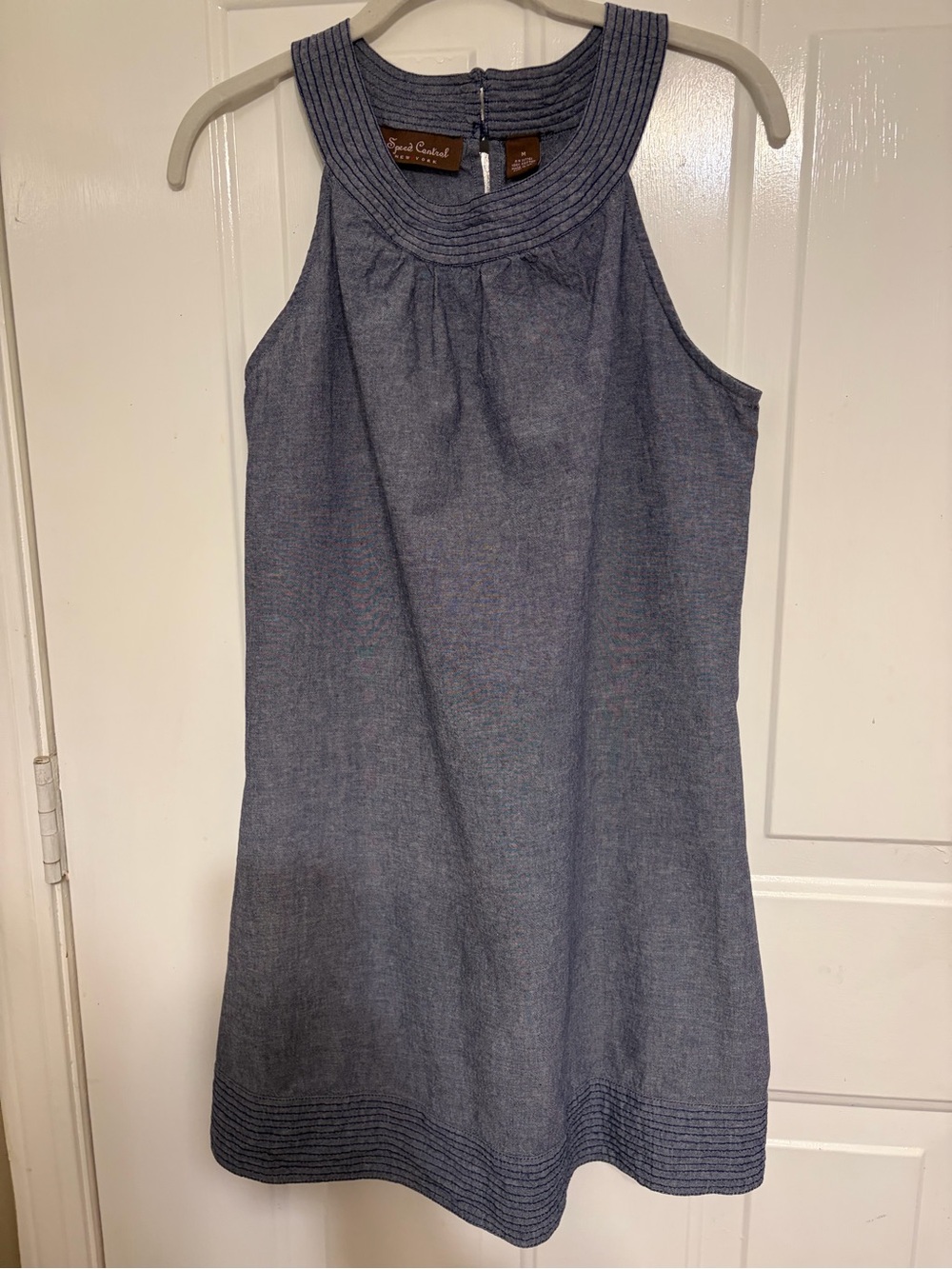 Speed Control New York Women's Blue Chambray Denim Look Sleeveless Dress Medium